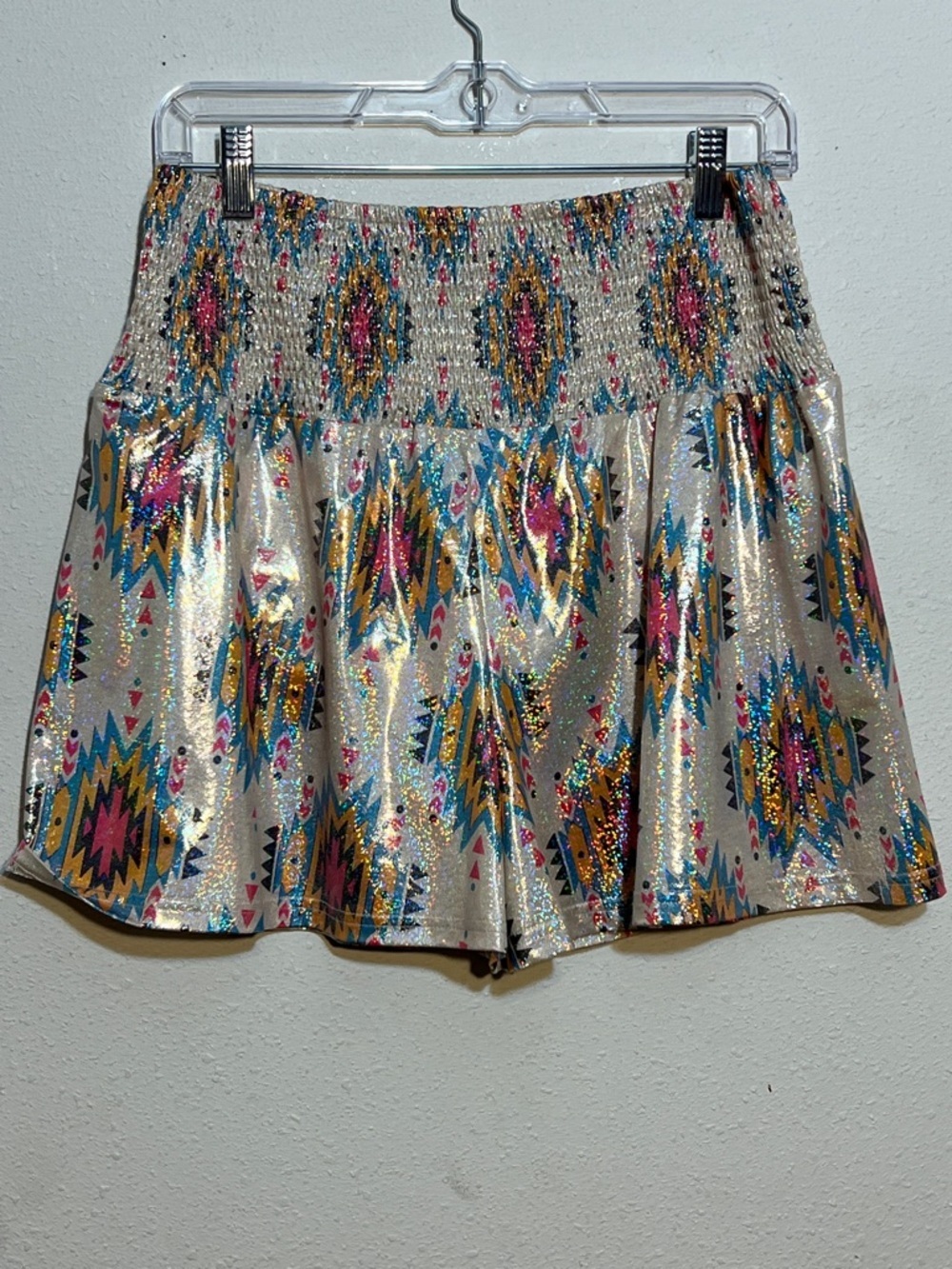Rowdy Crowd Western High-Waist Metallic Southwest Shorts Size Large